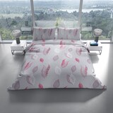 thumbnail of Bettwäsche 155x220 cm Fleece Grau Lila Federn Winter warm