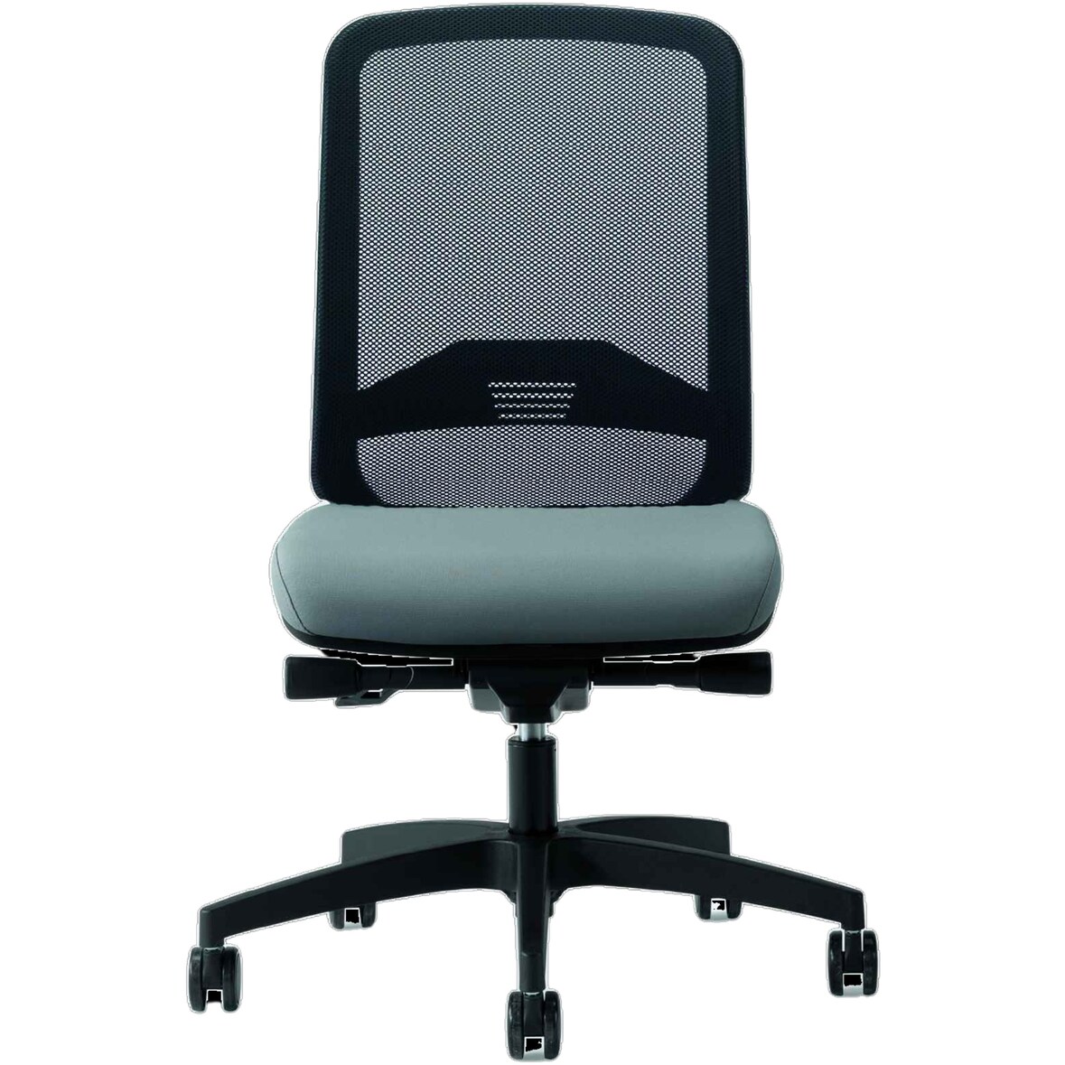 Bisley Bali Bürostuhl ergonomisch, Stoff & Netzbezug in schwarz/grau - Ergonomischer Drehstuhl mit Kunststoff Fußkreuz, Stuhl ohne Armlehne,