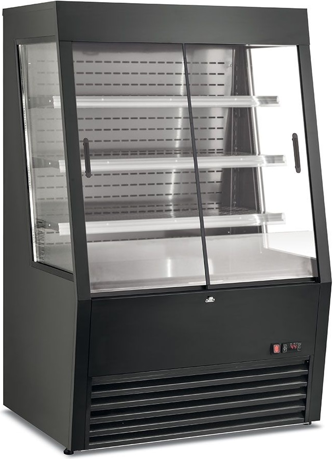Belüfteter Wandkühlschrank mit 2 Schiebetüren. Led-Beleuchtung. Temperatur +2°C/+10°C. Abmessungen (BxTxH) 91,8x79,2x145,9 cm. Klimaitalia OPEN400