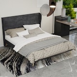 thumbnail of Polsterbett 160x200 mit grauem Kopfteil, stabiles Bettgestell ohne Boxspring, niedriges Profil, modernes Design, stilvolles Schlafzimmermöbel Grau