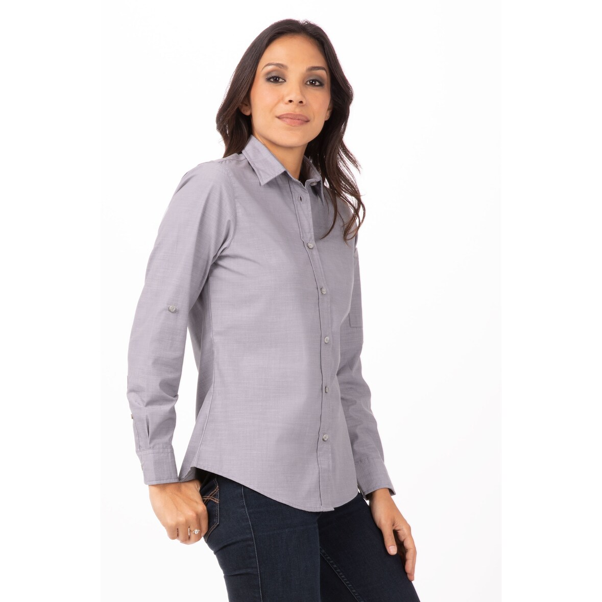 Chef Works® CHAMBRAY Damenbluse Grau Größe 2XL