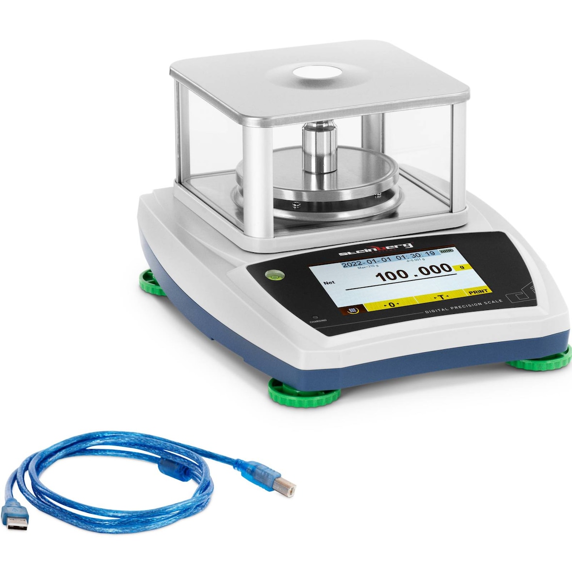 Steinberg Systems Präzisionswaage - 300 g / 0,001 g - Ø 98 mm - Touch-LCD - Glaswindschutz