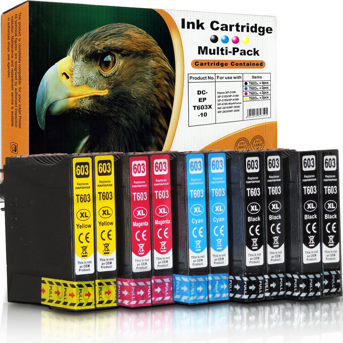 10er Set D&C Tinte für Epson WorkForce WF-2845 DWF, 2845DWF Drucker