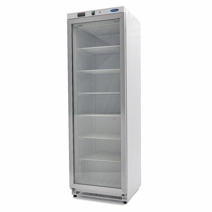 Maxima - 9405019 - Congelatore professionale bianco con porta in vetro, 6 ripiani, R290, intervallo -18/-22°C - 60x59x185 cm, 349L netti
