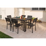 thumbnail of Buitentafel THOMAS rechthoekig 156x78 cm, stalen frame en houtlook latten, 6 zitplaatsen, modern design voor tuin of terras – Zwart