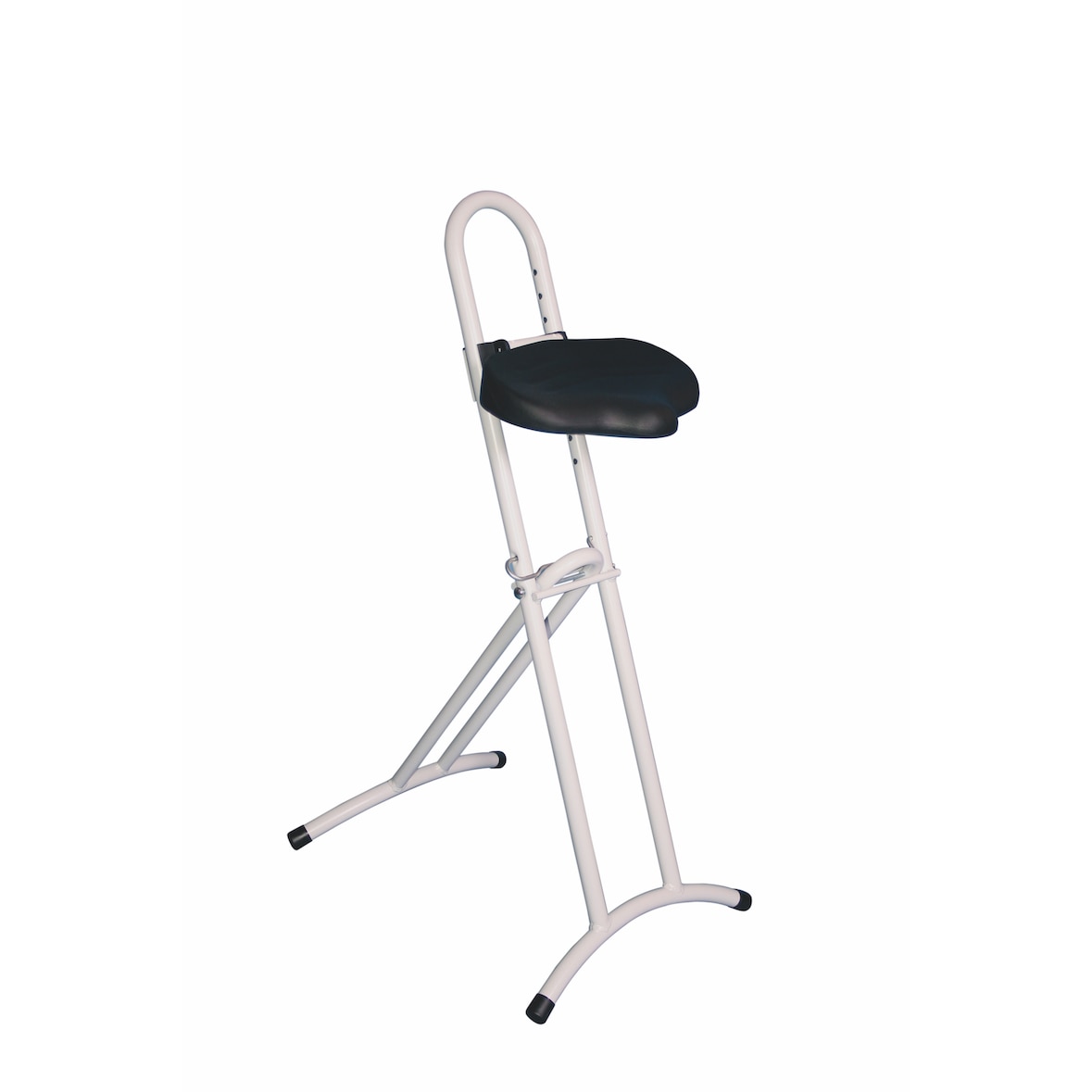 PROREGAL Klappbare Stehhilfe | Sitzhöhe 61-86cm | Tragfähigkeit 80kg | Polyurethane-Sitz | Schwarz/Schwarz