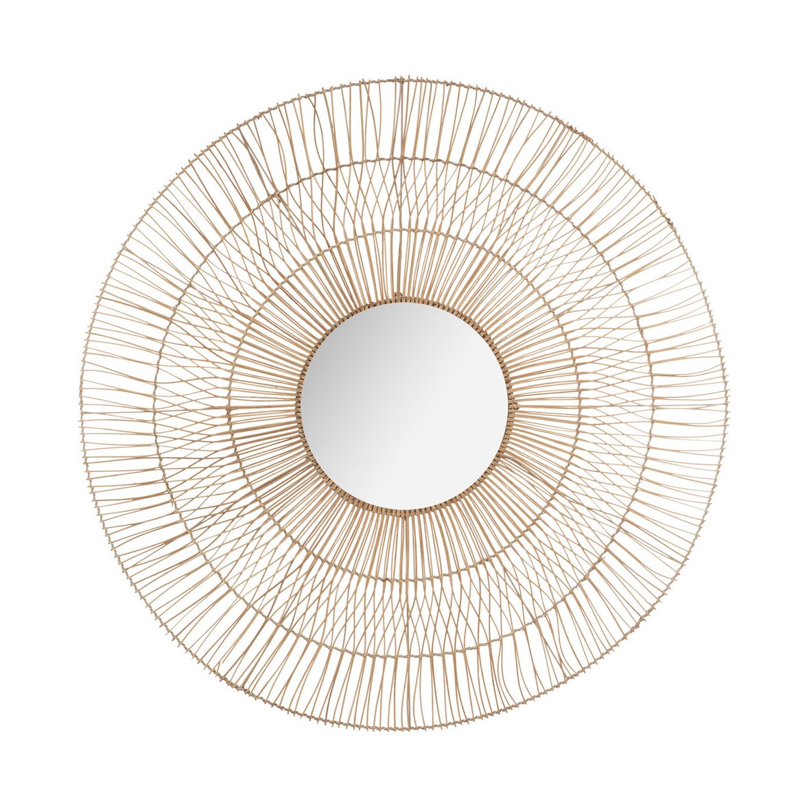 Miroir mural en Métal et Rotin D 110 cm