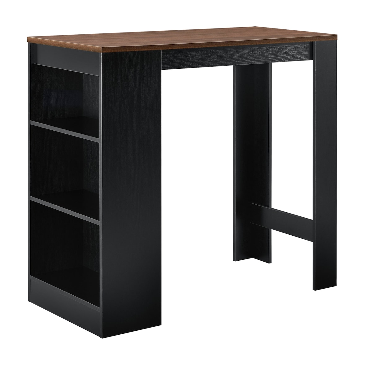 Helloshop26 - Table de bar avec rangement bistro haut 110 cm noir et effet noyer 03_0006192