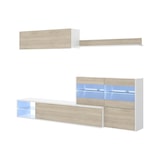 thumbnail of Dmora Parete attrezzata Adams, Set da soggiorno modulare ad angolo, Mobile salotto multiposizione con luce LED, 260x41h180 cm, Rovere e Bianco