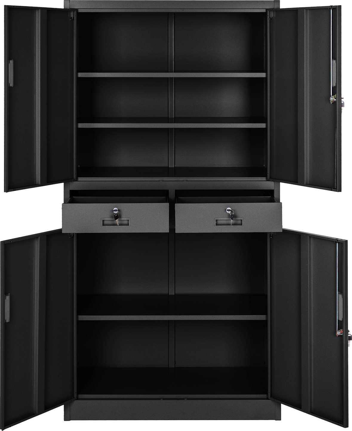 tectake Armoire métallique de classement avec 2 tiroirs 40 x 90 x 180 cm - noir - 402939