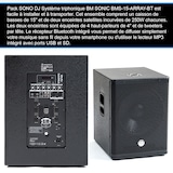 thumbnail of Pack Sono DJ 1200W complet BM SONIC BMS-15-ARRAY-BT Enceintes satellites SUB 38cm USB/Bluetooth, Supports Câbles, Jeu de lumière