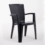 thumbnail of Set de 6 chaises monobloc en polypropylène avec fibre de verre, effet rotin, empilables pour extérieur et jardin, bar et restaurant - Diana - Noir