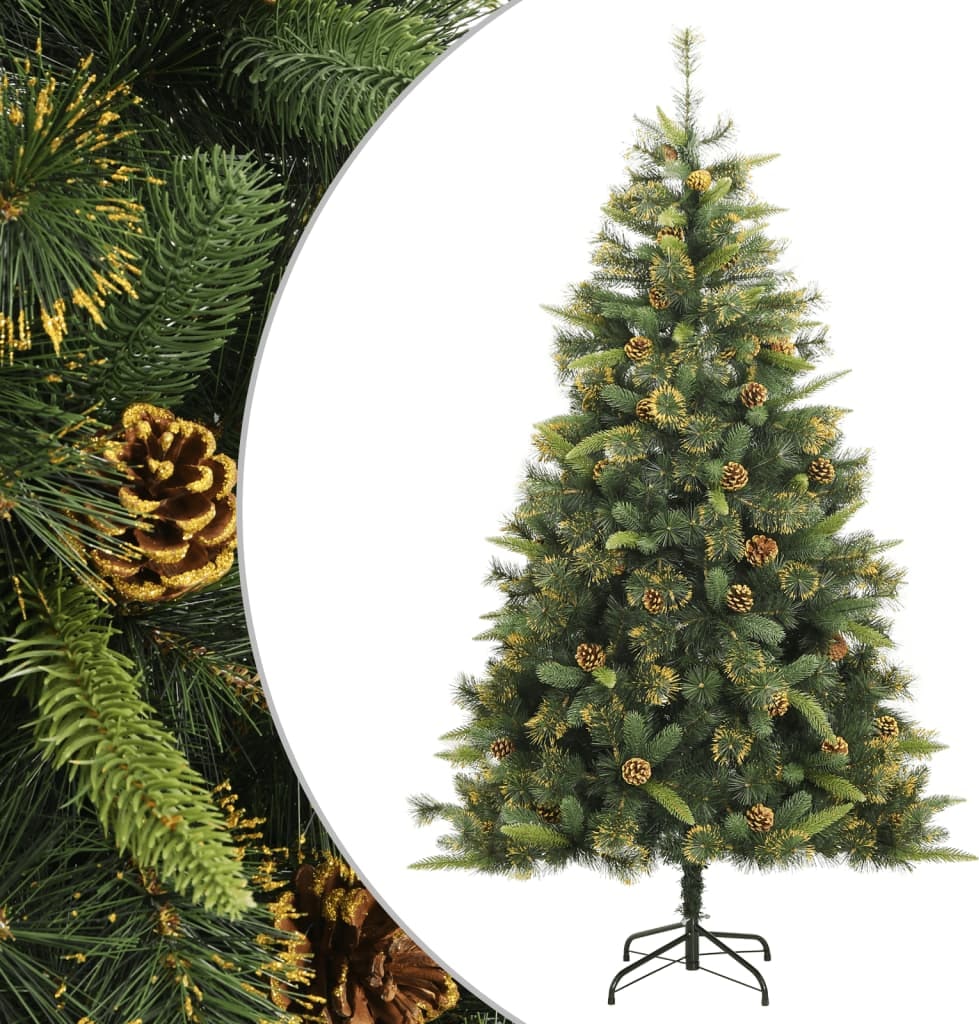 vidaXL Künstlicher Weihnachtsbaum Klappbar mit Zapfen 210 cm