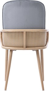 thumbnail of Esszimmerstuhl 2er Set 90x43x42 cm in Grau Samt Polsterstuhl im Rattan Design mit Metallbeinen Holzoptik belastbar bis 150 kg