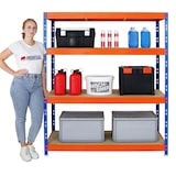 thumbnail of PROREGAL Étagère charge lourde RHINO, HxLxP 180x160x60cm, 500kg par niveau, Tablette 8mm, Bleu/Orange, Étagère de garage, étagère de rangement