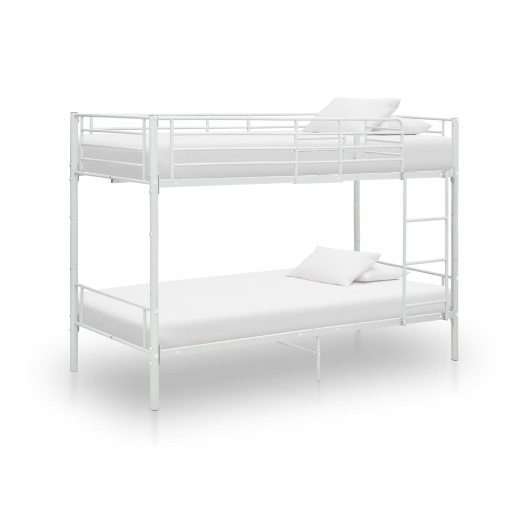 vidaXL Etagenbett Weiß Metall 90×200 cm