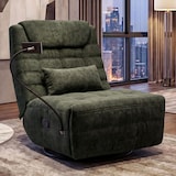 thumbnail of Relaxsessel HWC-P92, TV-Sessel Fernsehsessel, drehbar Kippfunktion Handyhalterung, Stoff Chenille (260g/m²) ~ grün