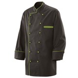thumbnail of 207 - Kochjacke schwarz langarm mit Paspel in verschiedenen Farben : lemon green 65% Polyester 35%Baumwolle 220 g/m² 3XL