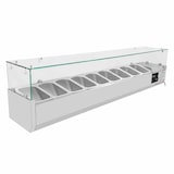 thumbnail of Mesa refrigerada para pizza, 3 puertas, acero inoxidable, mármol gris, 580 L, interior EN 60 x 40 cm, vitrina de ingredientes GN 1/4, Vaiotec 11259