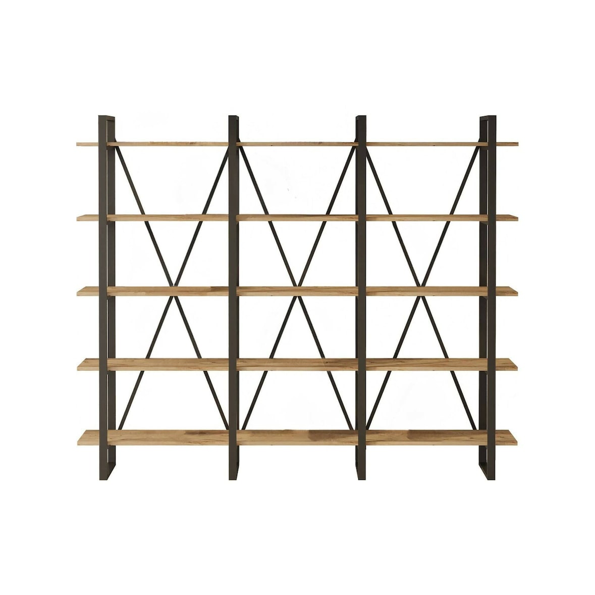 Dmora Libreria Dangelin, Scaffale da ufficio, Mobile portalibri, Biblioteca, 220x34h180 cm, Quercia