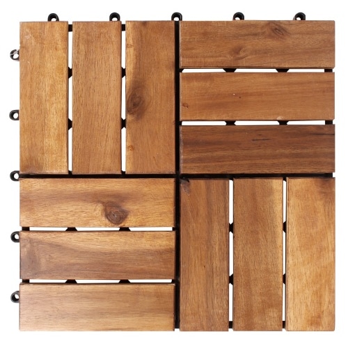 33x Holzfliesen Akazienfliesen 3 m² Terrasse Balkon Klickfliesen Latten 30x30 cm