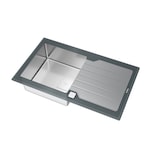 thumbnail of TEKA Diamond Glas-Einbauspüle mit einem Becken und Abtropffläche, reversibel, R15 Radius, Glas Grau, Edelstahl poliert 115100021