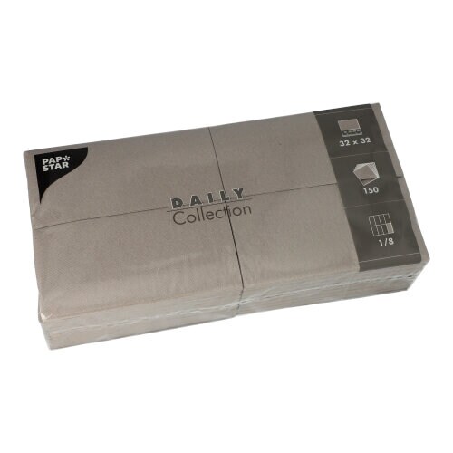 PAPSTAR 150 Servietten "DAILY Collection" 1/8-Falz 32 cm x 32 cm grau