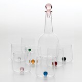 thumbnail of Saffraan Bilia-fles in roze borosilicaatglas, verfijnd en elegant ontwerp voor op tafel, volledig handgemaakt, uniek exemplaar.