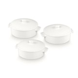 thumbnail of Cazuelas cocotte pequeñas de porcelana blanca con tapa (3 piezas) Ovum