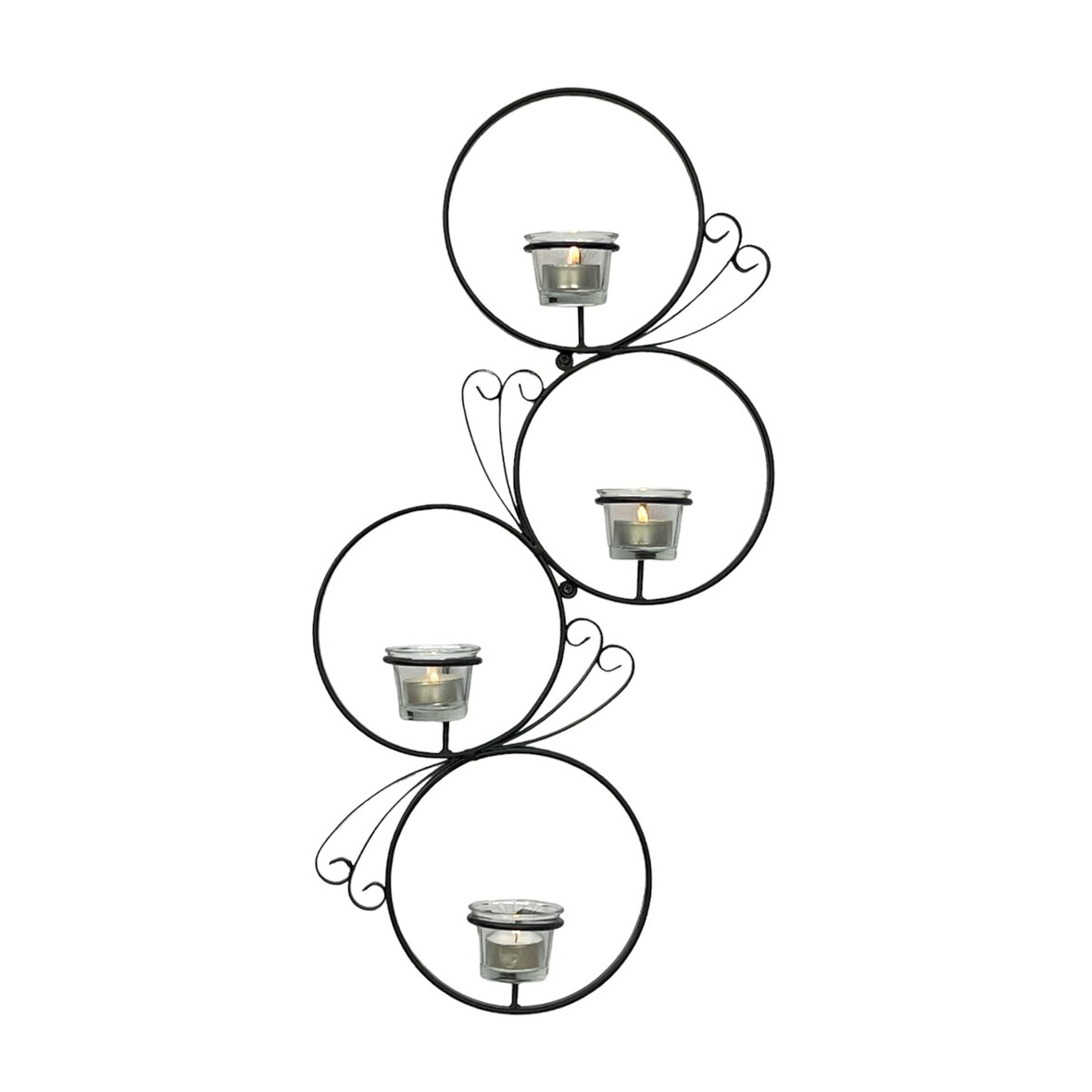 DanDiBo Wandteelichthalter Metall Schwarz Rund Wandkerzenhalter 60 cm Teelichthalter Wand Teelicht Wandleuchter Schmiedeeisen