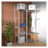 thumbnail of Lot de 2 portants angle et droit bois et métal blanc JUNE