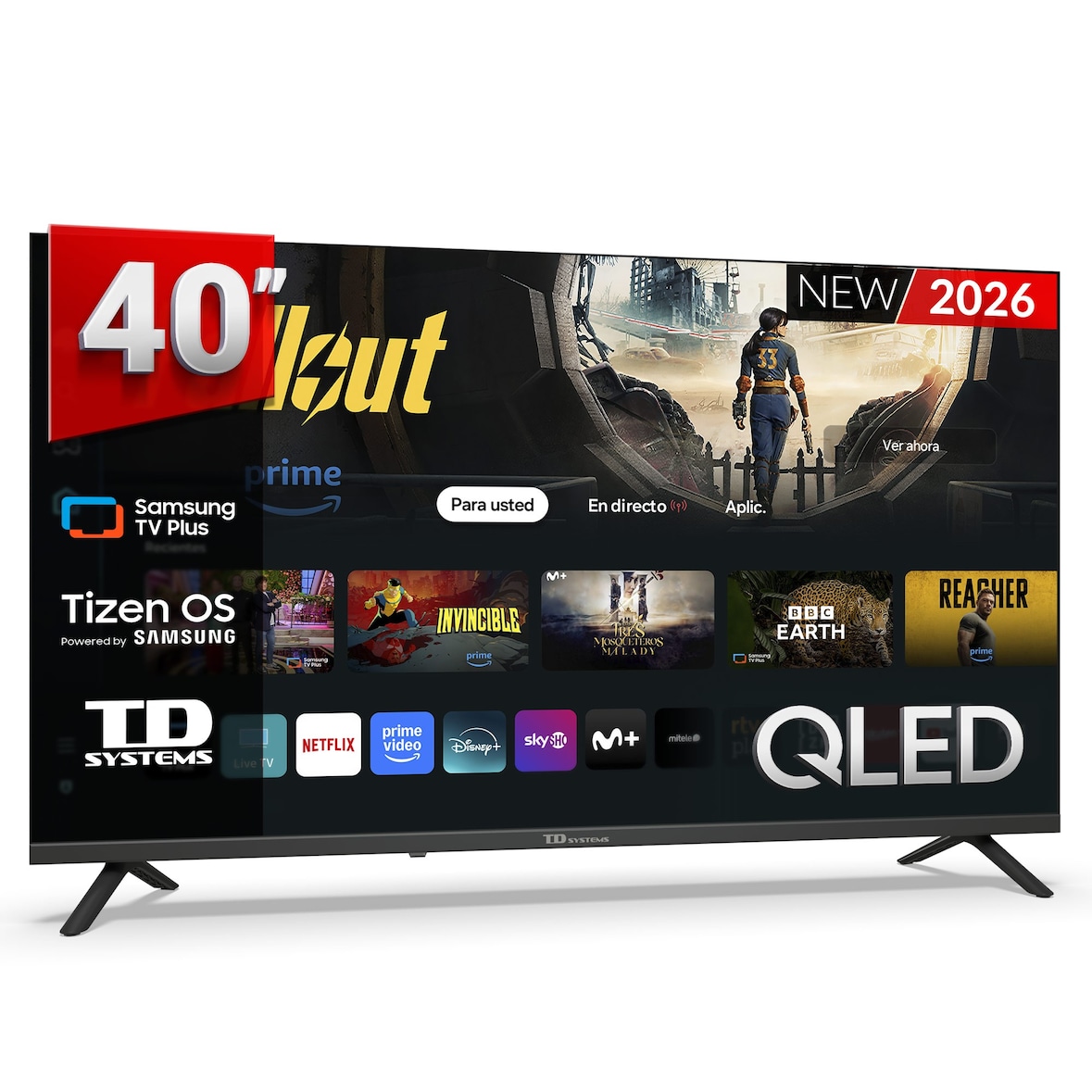 TD Systems - Smart TV 40 pulgadas QLED. Samsung Tizen OS 8.0. Sintonizador triple (DVB-T2/C/S2). Samsung Gaming Hub. TV 2026 - M40QC22TIZEN