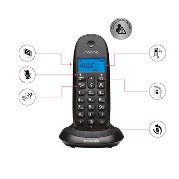 Alcatel E160 Blanc Téléphone Sans Fil DECT avec Blocage d'Appels indésirables, Grand Écran Rétro-éclairé Orange Facile à Lecture, Sonneries Classiques et Polyphoniques