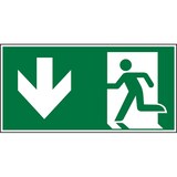 thumbnail of Rettungszeichen, Notausgang, abwärts gehen - ASR A1.3 (DIN EN ISO 7010) - 400x200 mm Folie selbstklebend, nachleuchtend