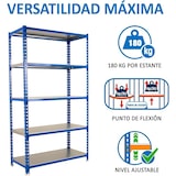 thumbnail of Scaffale metallico senza viti Simonclick 5 ripiani. Colore blu/grigio 2000x1000x400 mm