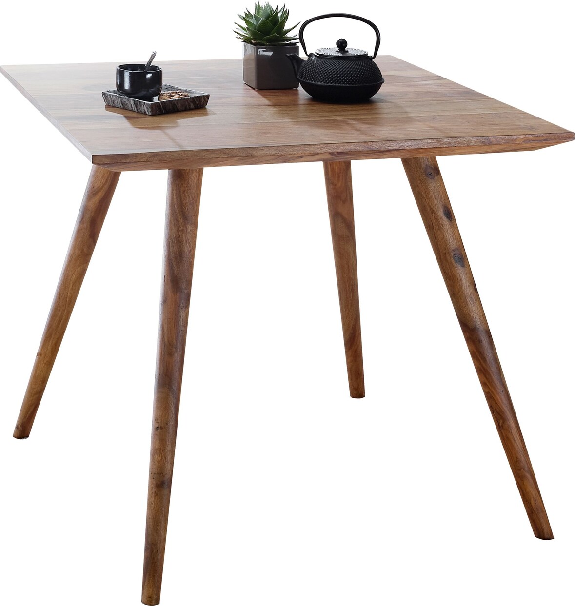FineBuy Esstisch Holz Massiv Esszimmertisch Sheesham Küchentisch Klein Rustikal