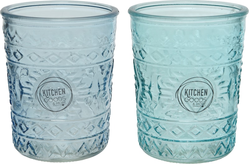 1 Trinkglas 10cm Farbiges Glasbecher 400ml Ornament Muster Wasserglas Türkisblau Glas Trinkbecher Saftglas Cocktailglas Farbige Gläser Uni Türkis Blau