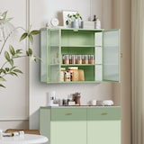 thumbnail of Wandschrank Sideboard mit Glastüren 60x70x23 cm Mintgrün, 2 Türen, 3 Ebenen, abnehmbarer Einlegeboden, Metall + Hartglas