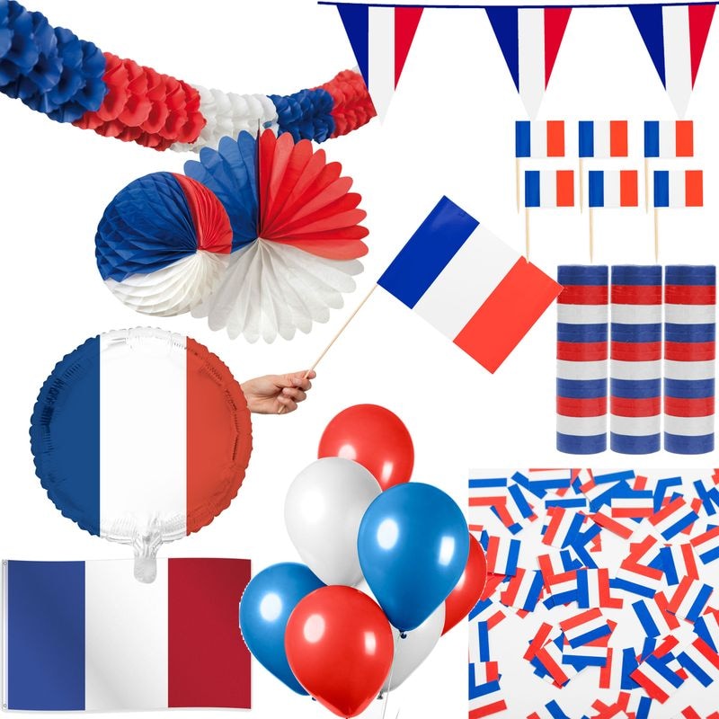 Frankreich Party Deko Set 239 tlg. Partyset Partydeko blau weiß rot Tricolore Fussball EM WM