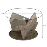 thumbnail of COSTWAY Tavolino rotondo in vetro, tavolino moderno con piano in vetro temperato e struttura in legno massello, φ 81 cm x 49 cm