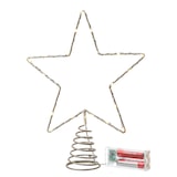 thumbnail of LED Christbaumspitze Stern mit Glitzer beleuchtet Batterie Timer 27cm gold