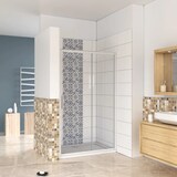 thumbnail of AICA Mampara de ducha frontal corredera perfil gris mate vidrio 5mm (1360-1400)x1850mm