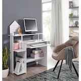 thumbnail of Computertisch WL1.153 Weiß 94x90,5x48,5 cm Laptop Tisch Modern mit Tastaturauszug, PC-Tisch mit Drucker-Ablage platzsparend, Schreibtisch für kleine