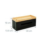 thumbnail of Relaxdays Kabelbox Bambus, HBT 16x34x13,5 cm, für 6fach Steckdose, Kabelversteck m. Deckel & Kabelbindern, natur/schwarz