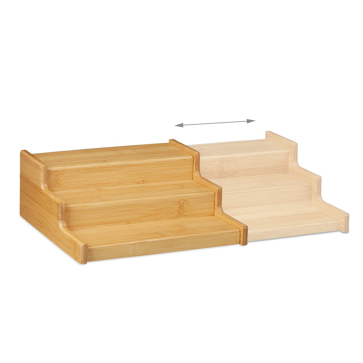 Relaxdays Gewürzregal Bambus, 3 Etagen, ausziehbar, natürliche Optik, Gewürztreppe Arbeitsfläche, HBT: 9x38x22cm, natur