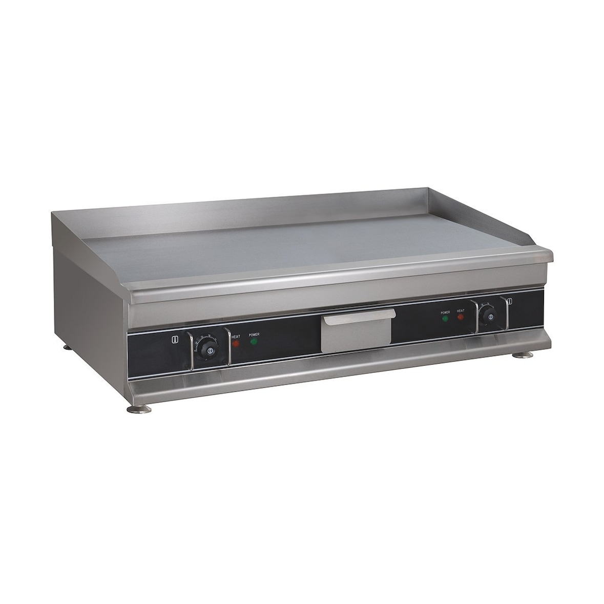 GastroHero Elektro Grillplatte glatt 1000 mm Tischgerät 6 kW Edelstahl Grillplatte 2 Heizzonen Gastro Grillplatte 400 V