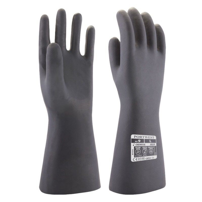 Portwest - Gants de protection chimique en néoprène de 38cm Noir Taille 9
