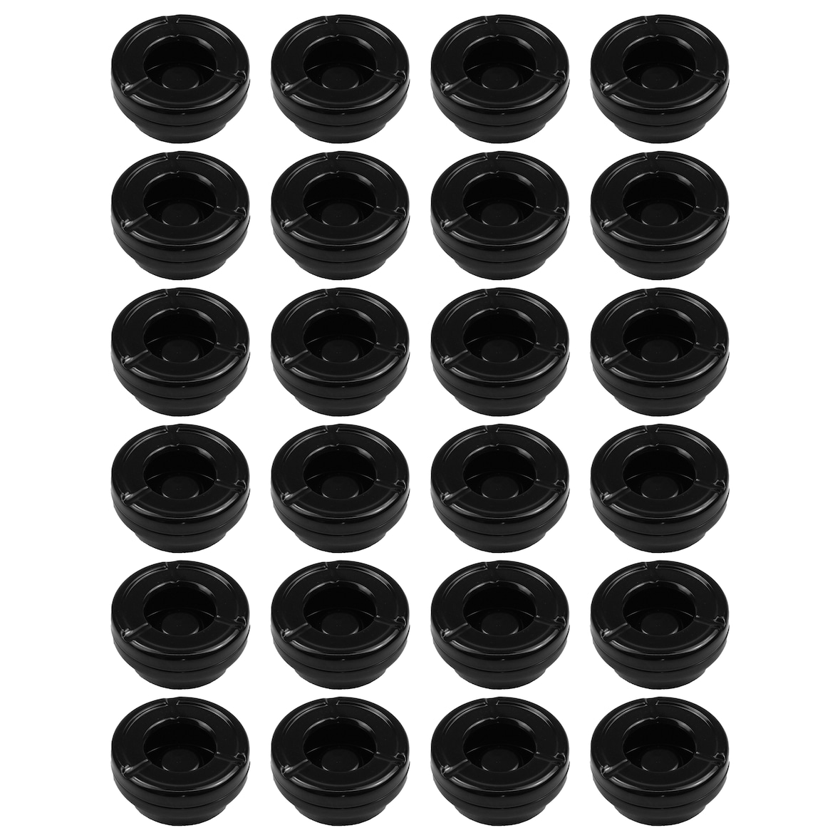 24 Stück Windaschenbecher Aschenbecher mit abnehmbaren Deckel aus Melamin in schwarz ø 10cm