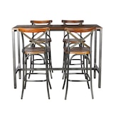 thumbnail of Halenbeek Chaise de bar CROSS ANTIK, acier et pin, 110 x 46.5 x 51.5 cm, gris/marron