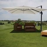 thumbnail of Gastronomie-Ampelschirm HWC-A96, Sonnenschirm, 3x3m (Ø4,24m) Polyester/Alu 23kg ~ creme-grau ohne Ständer